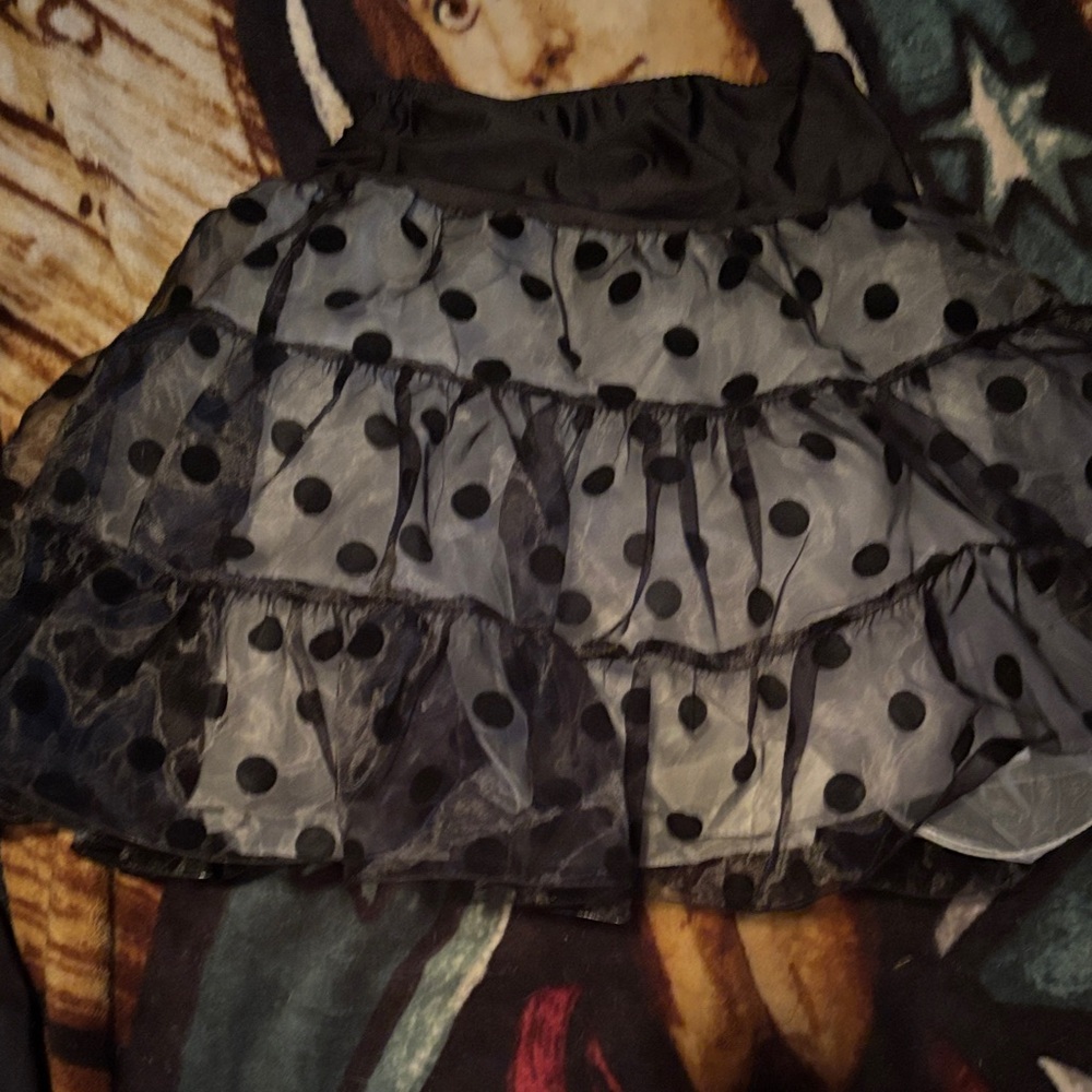 SHEIN Black and Gray Polka Dot Layered Skirt